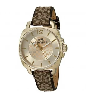 นาฬิกาข้อมือ COACH 14503150   Boyfriend Women's Signature Brown Gold Tone Watch   
