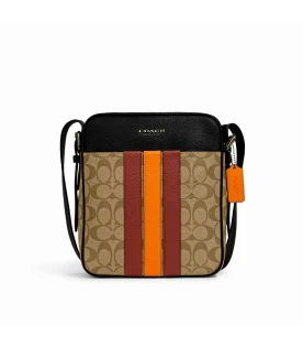 กระเป๋าสะพายข้าง COACH CB907 HUDSON CROSSBODY 21 IN SIGNATURE CANVAS WITH VARSITY STRIPE (QBV0S)