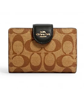 กระเป๋าสตางค์ COACH C0082 MEDIUM CORNER ZIP WALLET IN SIGNATURE CANVAS (IMCBI)