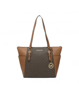 กระเป๋าสะพายไหล่ Michael Kors 35T0GCFT3B CHARLOTTE LARGE TOP ZIP TOTE BAG   (BROWN)