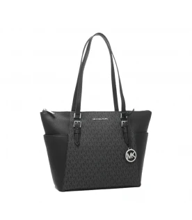 กระเป๋าสะพายไหล่ Michael Kors 35T0SCFT3B CHARLOTTE TOTE IN SIGNATURE CANVAS  (BLACK)