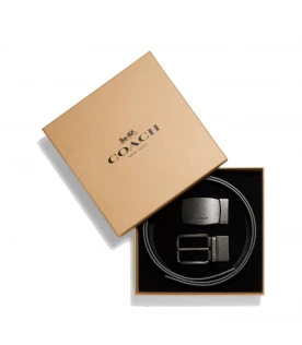 เข็มขัด BOXED PLAQUE AND HARNESS BUCKLE CUT TO SIZE REVERSIBLE BELT, 38 MM (BKBK)