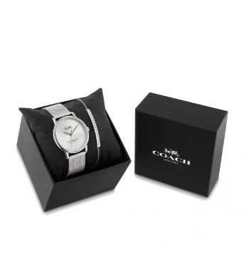 นาฬิกา COACH 14000076 WATCH AND BRACELET GRAND LADIES ANALOG SILVER GIFT SET