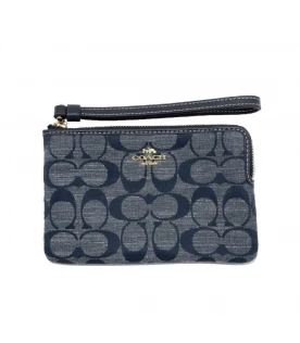 COACH CH371 CORNER ZIP WRISTLET IN SIGNATURE CHAMBRAY (IMDEI)