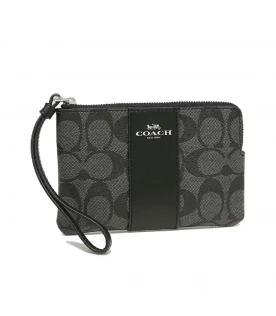 กระเป๋าคล้องมือ COACH 58035 COACH 58035 CORNER ZIP WRISTLET IN SIGNATURE CANVAS (SVTSQ)