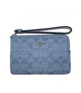 COACH CH371 CORNER ZIP WRISTLET IN SIGNATURE CHAMBRAY (SVM6A)