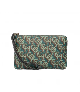 กระเป๋าคล้องมือ COACH CF548 CORNER ZIP WRISTLET WITH SIGNATURE MONOGRAM PRINT (IMGRN)