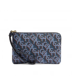 กระเป๋าคล้องมือ COACH CF548 CORNER ZIP WRISTLET WITH SIGNATURE MONOGRAM PRINT (IMNAV)