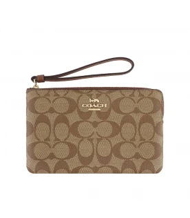 กระเป๋าคล้องมือ COACH 6648 LARGE CORNER ZIP WRISTLET IN SIGNATURE CANVAS (IME74)