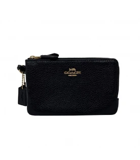 กระเป๋าคล้องมือ COACH 6649 DOUBLE CORNER ZIP WRISTLET (IMBLK)