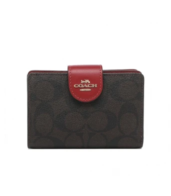 กระเป๋าสตางค์ COACH C0082 MEDIUM CORNER ZIP WALLET IN SIGNATURE CANVAS (IMRVQ)