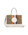 กระเป๋าสะพายไหล่ COACH CJ578 DEMPSEY CARRYALL IN SIGNATURE JACQUARD WITH RAINBOW STRIPE AND COACH PATCH  (SVOT8)