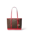 กระเป๋าสะพายไหล่ Michael Kors 35S0GTVT1V JET SET TRAVEL SMALL TOP ZIPPER SHOULDER TOTE BAG SCARLET  (DKSANGRIA)