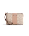 กระเป๋าคล้องมือ COACH CW854 CORNER ZIP WRISTLET IN SIGNATURE CANVAS WITH STRIPE (SVPWH)				
