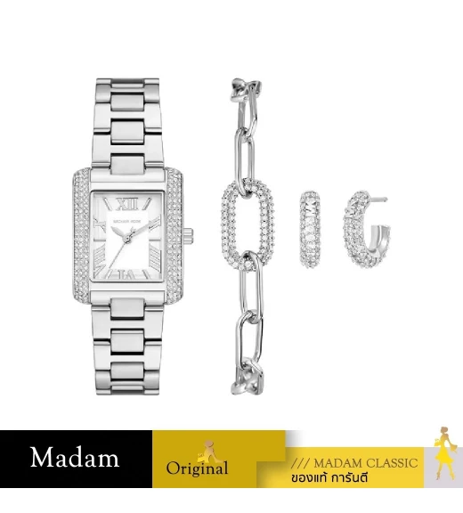 นาฬิกา Michael Kors Women's wristwatch, model MK4839SET, stainless steel strap, silver color