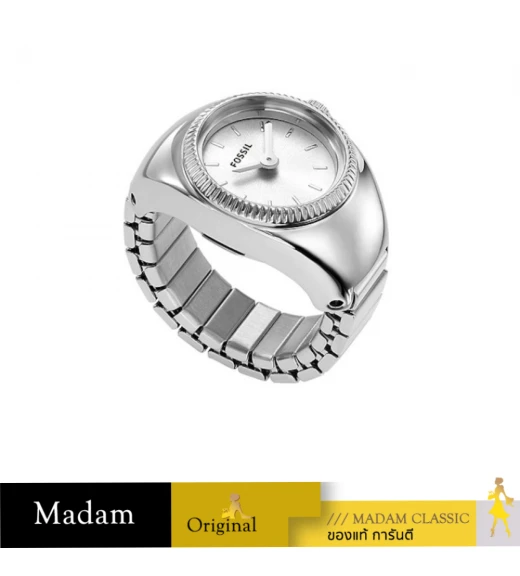 นาฬิกา Fossil Ring Watch Analog White Dial Silver Band Women's Stainless Steel Watch-ES5245  