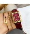 นาฬิกาข้อมือผู้หญิง Fossil  รุ่น ES5383 ,สายหนัง สีเเดง ,23 MM.
