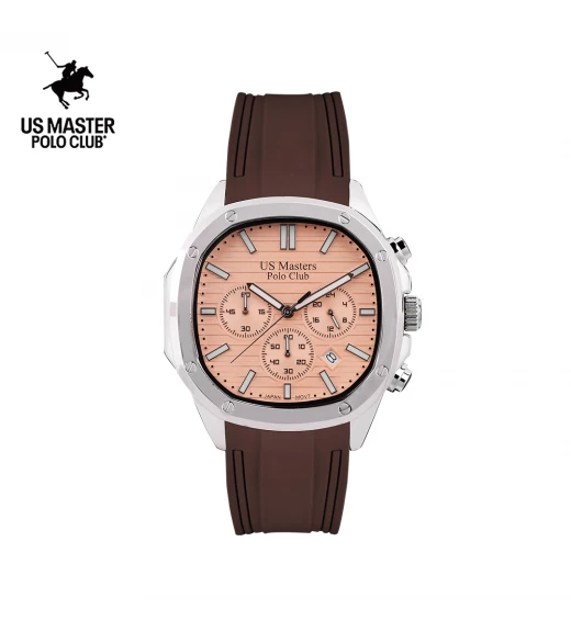 นาฬิกา US Master Polo Club TIMES SQUARE CHRONOGRAPH  BROWN / LIGHT ORANGE	