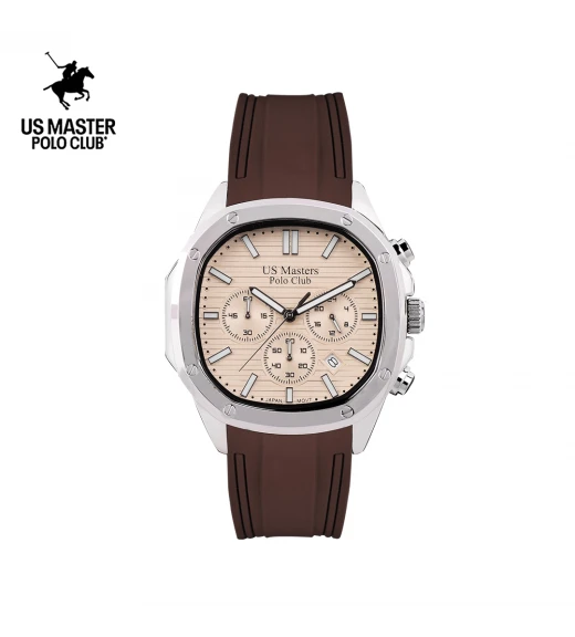 นาฬิกา US Master Polo Club TIMES SQUARE CHRONOGRAPH  BROWN / ROSEGOLD	