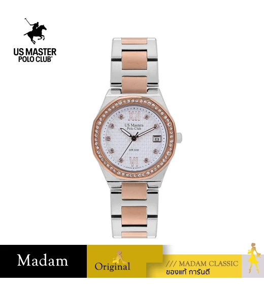 นาฬิกา US Master Polo Club USM-DE25-SRG-WE DETROIT GRAND DIAMOND DATE SILVER ROSEGOLD / WHITE	
