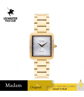 นาฬิกา US Master Polo Club USM-DE26-GD-WE FIRST LADY DIAMOND SQUARE DATE GOLD / WHITE	