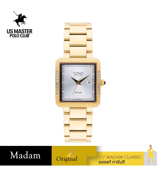 นาฬิกา US Master Polo Club USM-DE26-GD-WE FIRST LADY DIAMOND SQUARE DATE GOLD / WHITE	