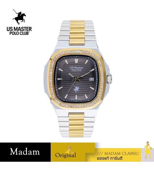 นาฬิกา US Master Polo Club USM-DF04-SGD-GY TIMES SQUARE DIAMOND DATE SILVER GOLD / GREY	