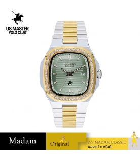 นาฬิกา US Master Polo Club USM-DF04-SGD-PGN TIMES SQUARE DIAMOND DATE SILVER GOLD / PISTACHIO GREEN	