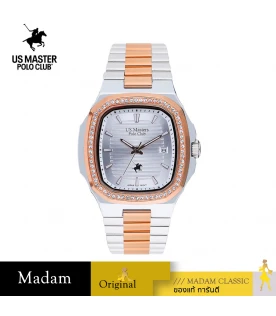 นาฬิกา US Master Polo Club USM-DF04-SRG-WE TIMES SQUARE DIAMOND DATE SILVER ROSEGOLD / WHITE	