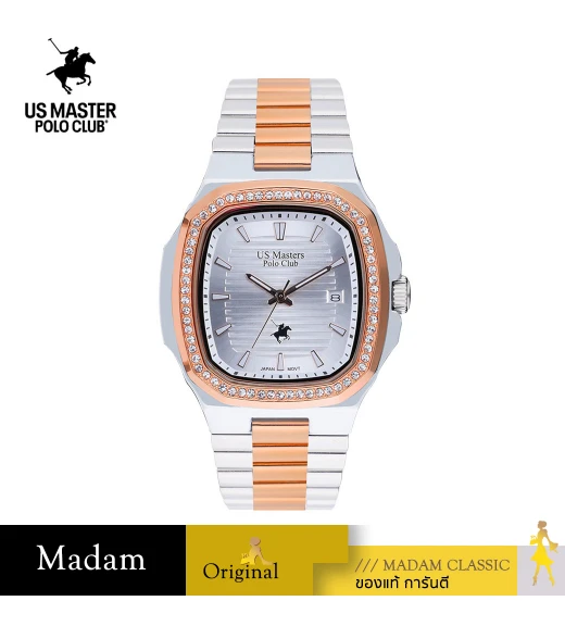 นาฬิกา US Master Polo Club USM-DF04-SRG-WE TIMES SQUARE DIAMOND DATE SILVER ROSEGOLD / WHITE	