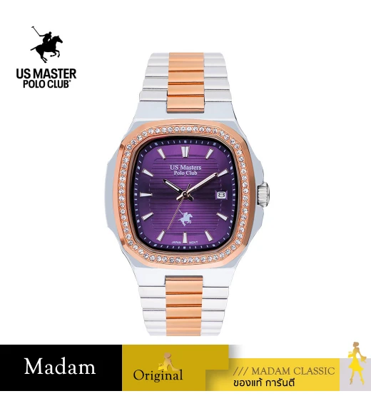 นาฬิกา US Master Polo Club USM-DF04-SRG-VLT TIMES SQUARE DIAMOND DATE SILVER ROSEGOLD / VIOLET	