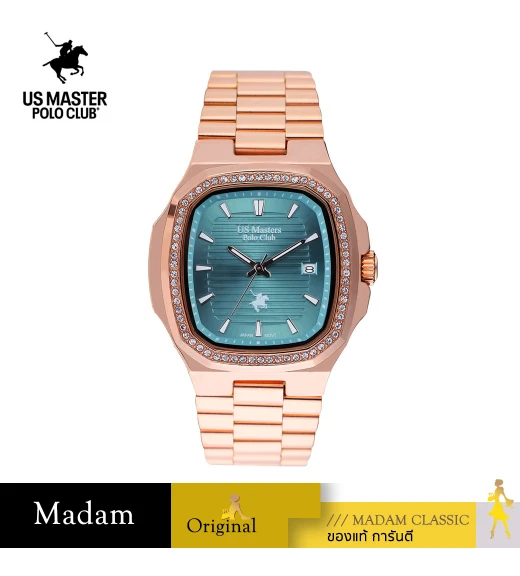 นาฬิกา US Master Polo Club USM-DF04-RG-CY TIMES SQUARE DIAMOND DATE ROSEGOLD / CYAN	
