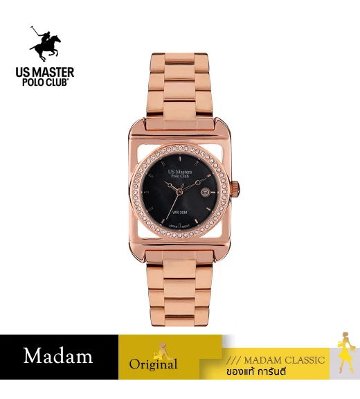 นาฬิกา US Master Polo Club USM-DF09-RG-BK FIRST LADY ROYALE SQUARE DATE ROSEGOLD / BLACK	
