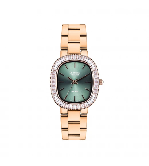 นาฬิกา US Master Polo Club USM-DF12-WE-WE FIRST LADY CRYSTAL WALL ROSEGOLD / CYPRUS GREEN	