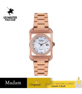 นาฬิกา US Master Polo Club USM-DF09-RG-WE FIRST LADY ROYALE SQUARE DATE ROSEGOLD / WHITE	