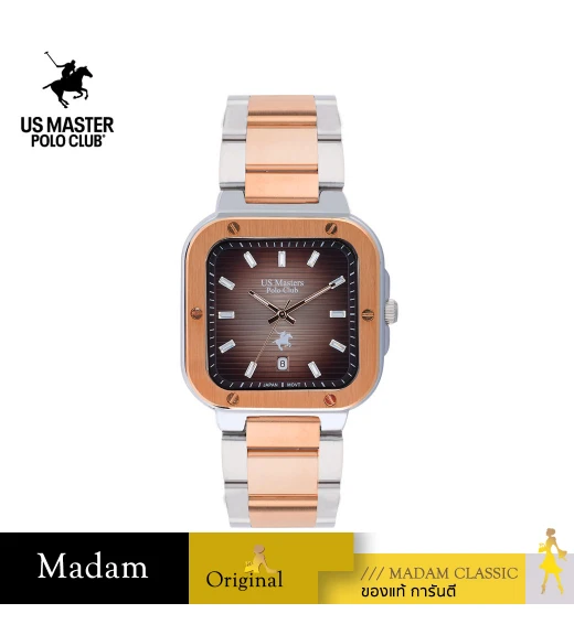 นาฬิกา US Master Polo Club USM-DF06-SRG-LBR TIMES SQUARE CLASSIC SILVER ROSEGOLD / LIGHT BROWN	