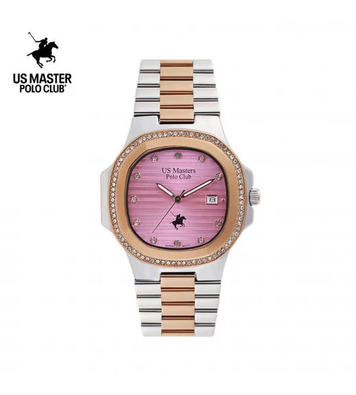 นาฬิกา US Master Polo Club USM-DD55-SRG-NIP THE EMPIRE DIAMOND FRAME DATE SILVER ROSEGOLD / NIPPON	