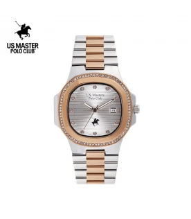 นาฬิกา US Master Polo Club USM-DD55-SRG-WE THE EMPIRE DIAMOND FRAME DATE SILVER ROSEGOLD / WHITE	