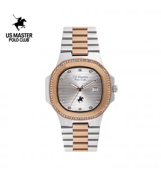 นาฬิกา US Master Polo Club USM-DD55-SRG-WE THE EMPIRE DIAMOND FRAME DATE SILVER ROSEGOLD / WHITE	