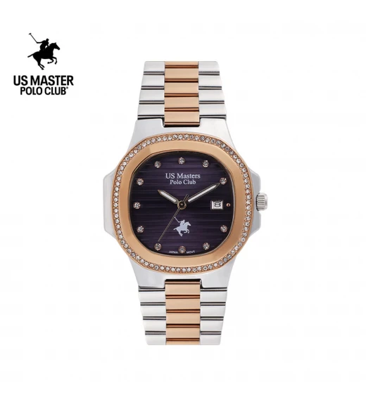 นาฬิกา US Master Polo Club USM-DD55-SRG-VLT THE EMPIRE DIAMOND FRAME DATE SILVER ROSEGOLD / VIOLET	