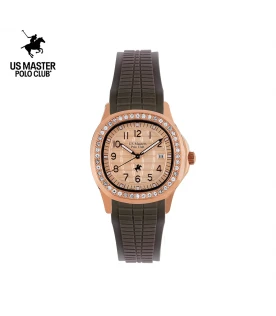 นาฬิกา US Master Polo Club USM-DD43C-RG THE EMPIRE GRAND DIAMOND DATE BROWN / ROSEGOLD	