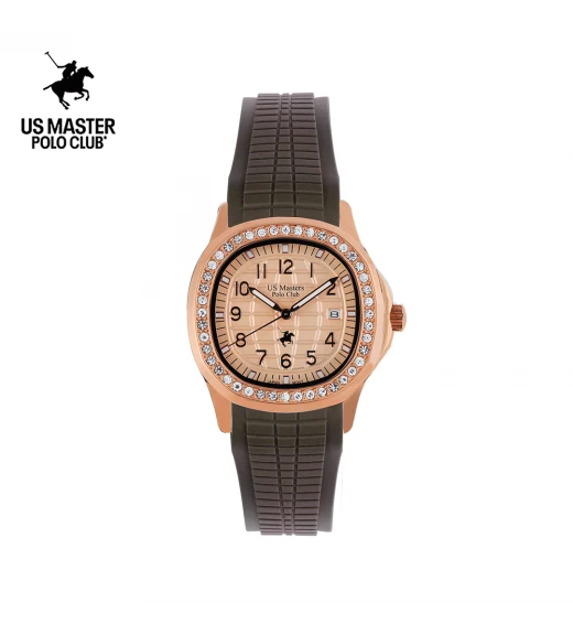 นาฬิกา US Master Polo Club USM-DD43C-RG THE EMPIRE GRAND DIAMOND DATE BROWN / ROSEGOLD	