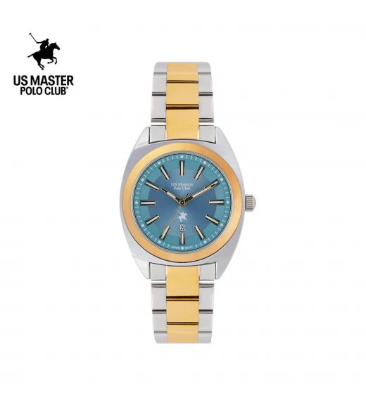 นาฬิกา US Master Polo Club USM-DE05-SGD-RCY BOSTON CLASSIC 35MM SILVER GOLD / RETRO CYAN	