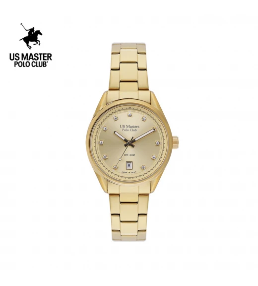 นาฬิกา US Master Polo Club USM-DE23-GD NEW YORK DIAMOND CLASSIC DATE GOLD	