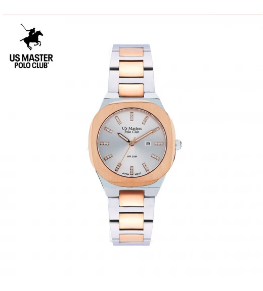 นาฬิกา US Master Polo Club USM-DE12-SRG-PK BOSTON MODERN DATE SILVER ROSEGOLD / WHITE	