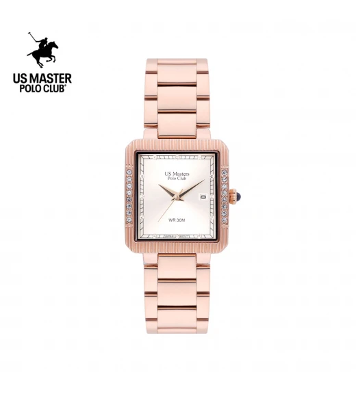 นาฬิกา US Master Polo Club USM-DE26-RG-WE FIRST LADY DIAMOND SQUARE DATE ROSEGOLD / WHITE	