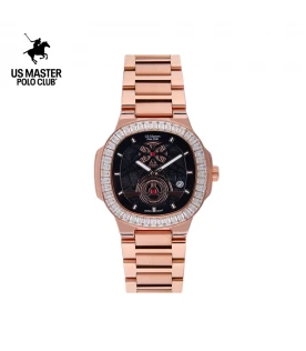 "นาฬิกา US Master Polo Club USM-DF17-RG-BK EMPIRE LADY CRYSTAL WALL ROSEGOLD / BLACK "	