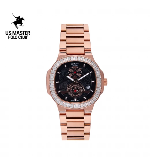 "นาฬิกา US Master Polo Club USM-DF17-RG-BK EMPIRE LADY CRYSTAL WALL ROSEGOLD / BLACK "	