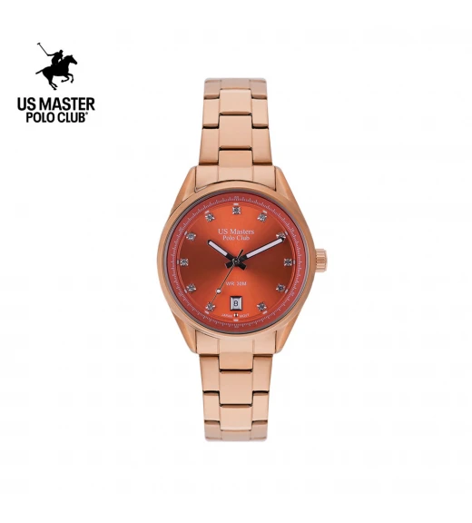 นาฬิกา US Master Polo Club USM-DE23-RG-OR NEW YORK DIAMOND CLASSIC DATE ROSEGOLD / ORANGE	