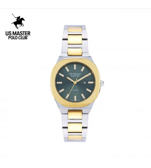 นาฬิกา US Master Polo Club USM-DE12-SGD-OGN BOSTON MODERN DATE SILVER GOLD / ORIENT GREEN	
